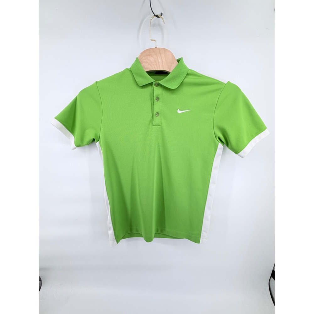 Nike Golf Dri Fit Polo Shirt Mens Medium Green White Colorblock Short Sleeve